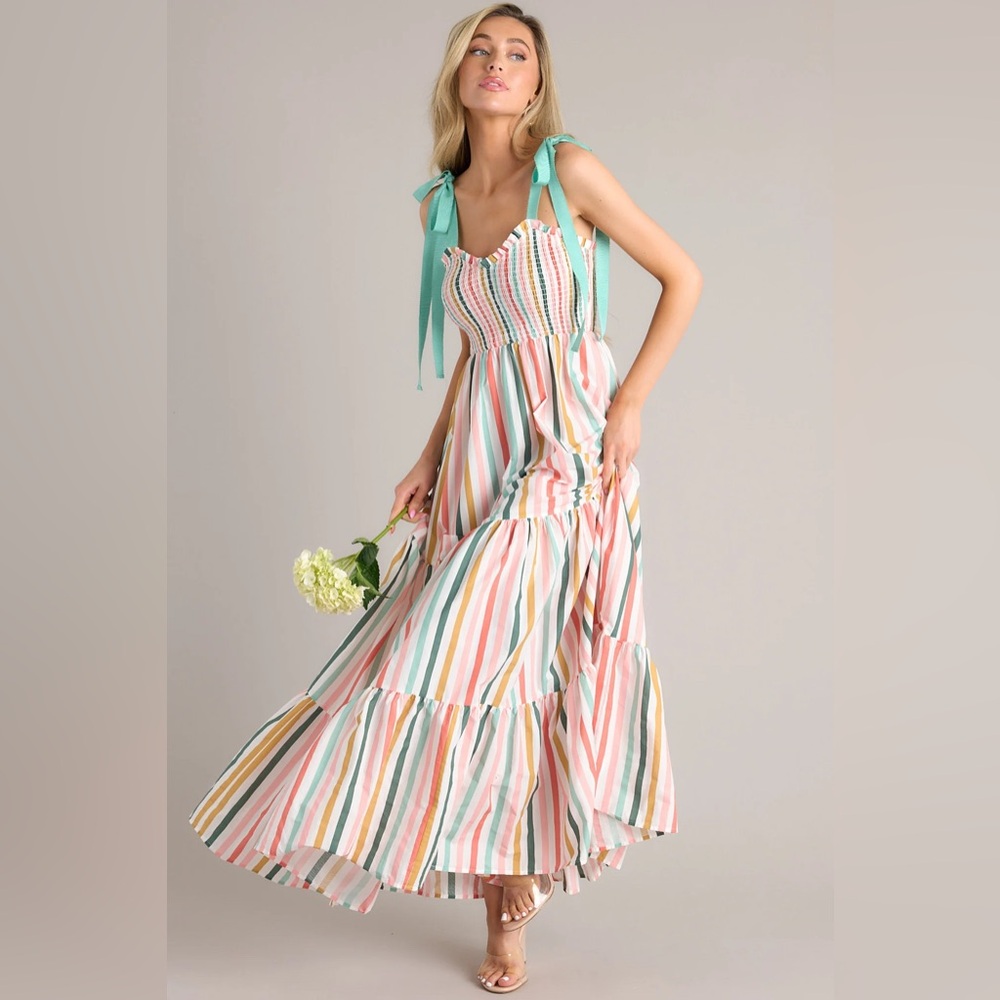 Shop Red Dress: Wishing For You Desert Sage Multi stripe Dress